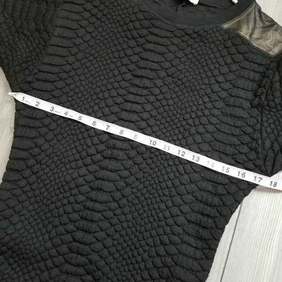 Sandro Women's Wool Blend Dress 3/4 Sleeve Size Small Black Embossed Dark - Picture 5 of 9